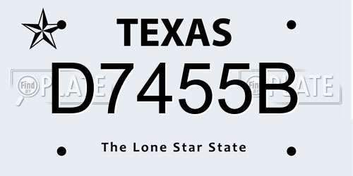 D7455B Texas License Plate