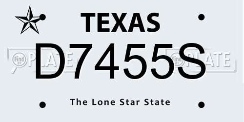 D7455S Texas License Plate