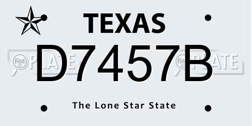 D7457B Texas License Plate