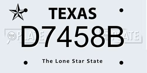 D7458B Texas License Plate