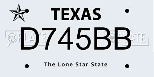 D745BB Texas License Plate