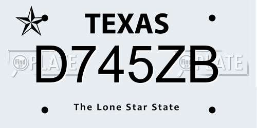 D745ZB Texas License Plate