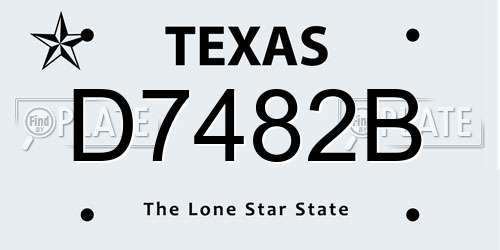 D7482B Texas License Plate