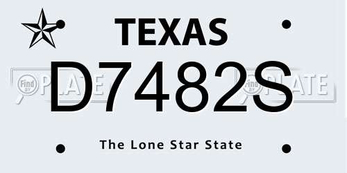 D7482S Texas License Plate