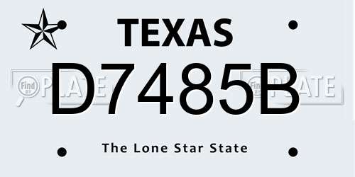 D7485B Texas License Plate