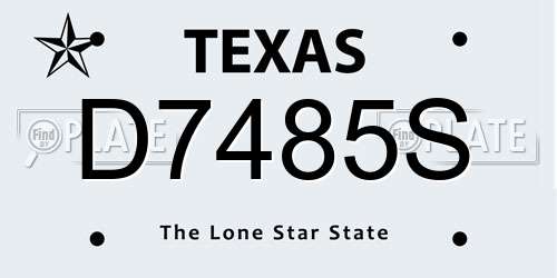 D7485S Texas License Plate