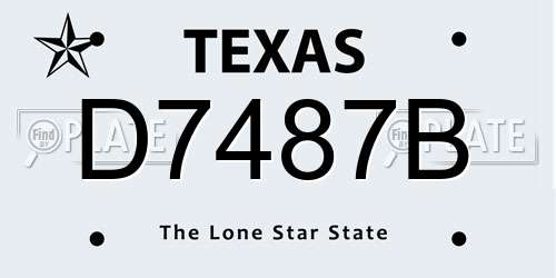 D7487B Texas License Plate