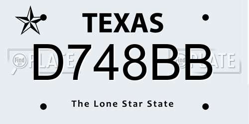 D748BB Texas License Plate