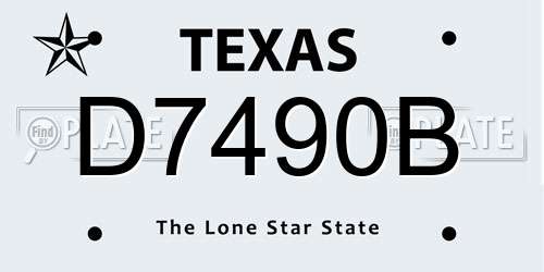 D7490B Texas License Plate