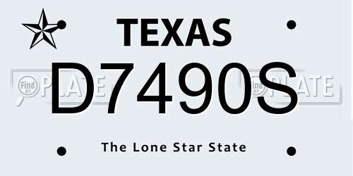 D7490S Texas License Plate