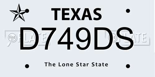 D749DS Texas License Plate