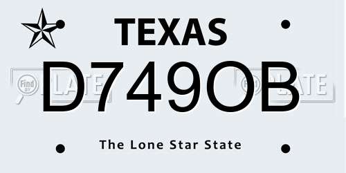 D749OB Texas License Plate
