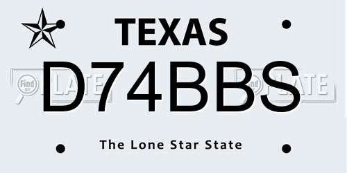 D74BBS Texas License Plate