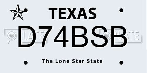 D74BSB Texas License Plate