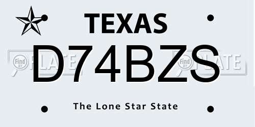 D74BZS Texas License Plate