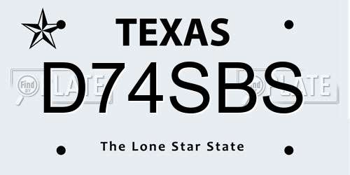 D74SBS Texas License Plate