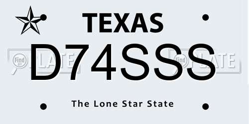 D74SSS Texas License Plate