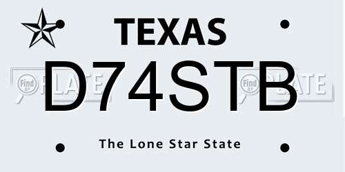 D74STB Texas License Plate
