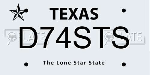 D74STS Texas License Plate