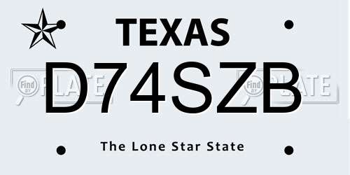 D74SZB Texas License Plate