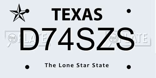 D74SZS Texas License Plate