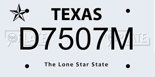 D7507M Texas License Plate