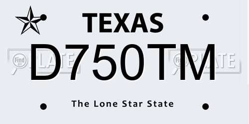 D750TM Texas License Plate