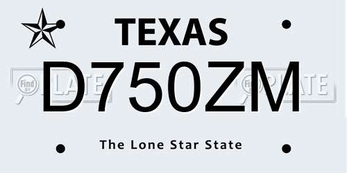 D750ZM Texas License Plate