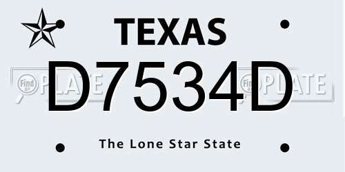 D7534D Texas License Plate