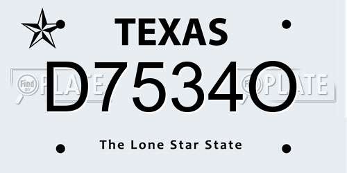 D7534O Texas License Plate