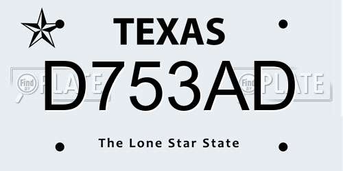 D753AD Texas License Plate