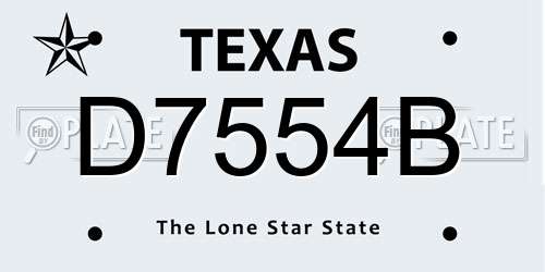 D7554B Texas License Plate
