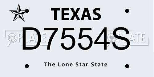 D7554S Texas License Plate