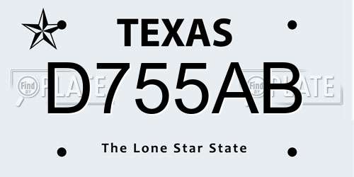 D755AB Texas License Plate