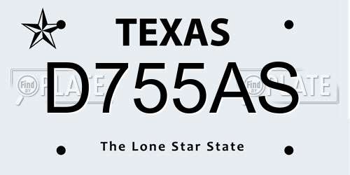 D755AS Texas License Plate