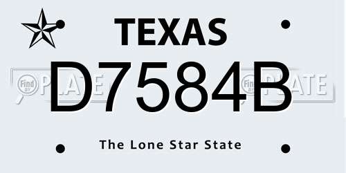 D7584B Texas License Plate
