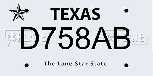D758AB Texas License Plate