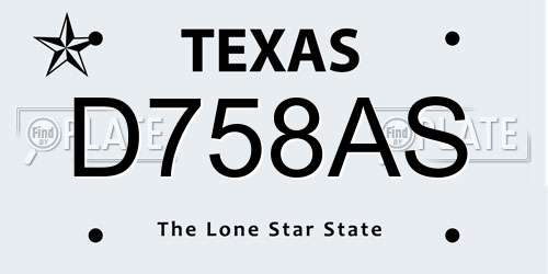 D758AS Texas License Plate