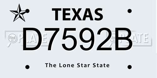 D7592B Texas License Plate