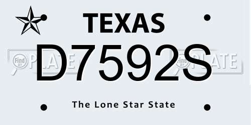 D7592S Texas License Plate