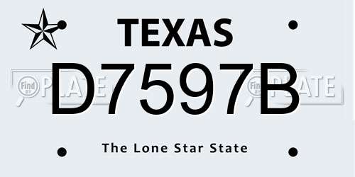 D7597B Texas License Plate