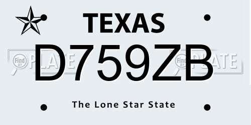 D759ZB Texas License Plate