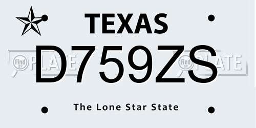 D759ZS Texas License Plate