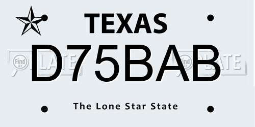 D75BAB Texas License Plate