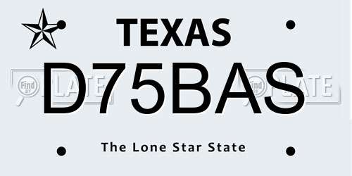D75BAS Texas License Plate