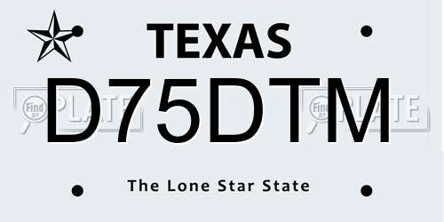 D75DTM Texas License Plate