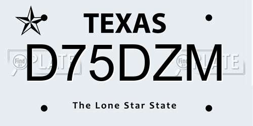 D75DZM Texas License Plate