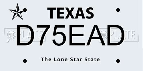 D75EAD Texas License Plate
