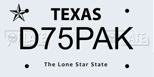 D75PAK Texas License Plate