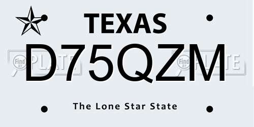 D75QZM Texas License Plate